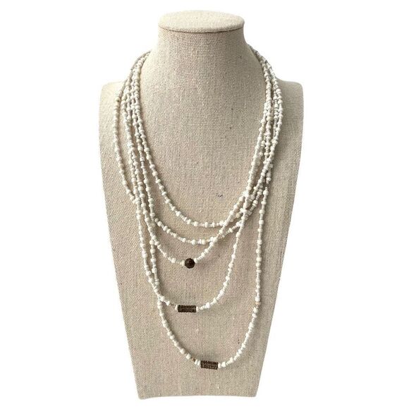 NEW White Beaded Layered Necklace - Picture 1 of 5